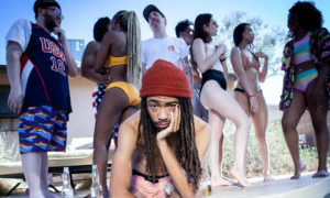 Group of hip hop dancers striking a pose in front of a pool.