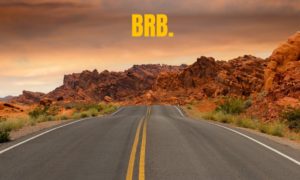 A road with the word BRB in yellow color on it.